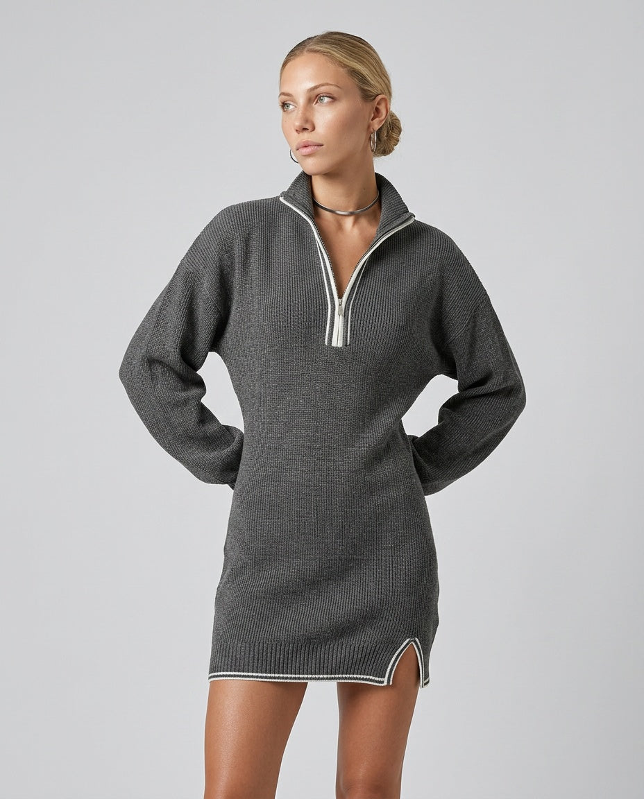 Hailey | Loose Knit Polo Neck Mini