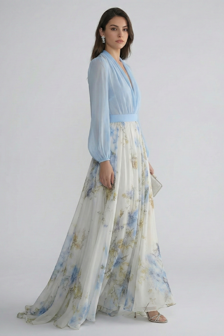 Anouk | V-Neck Sheer Sleeve Maxi Dress