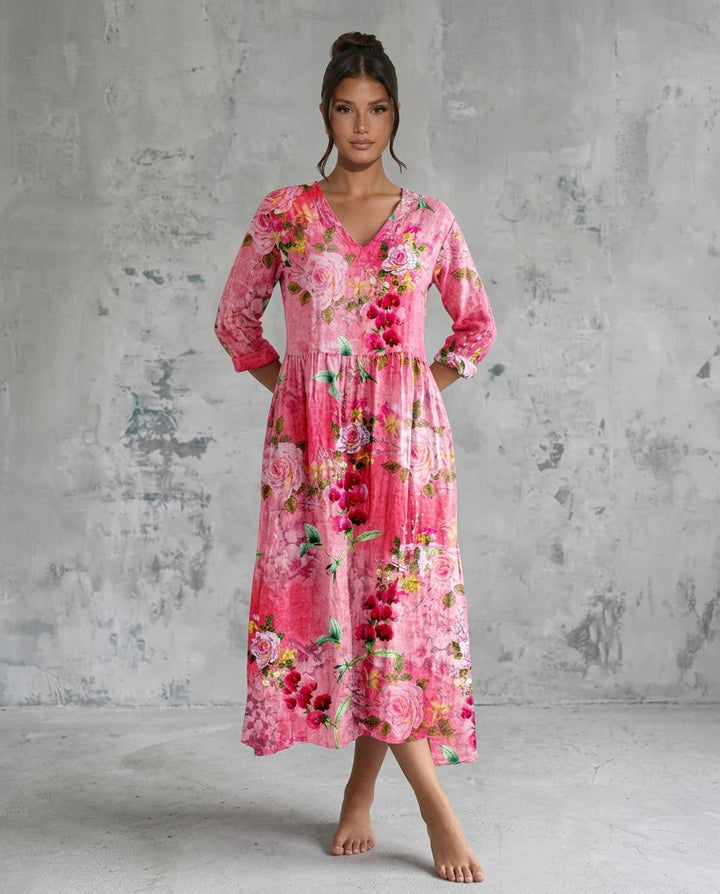 Bianca | Flowy V-Neck Floral Summer Maxi Dress