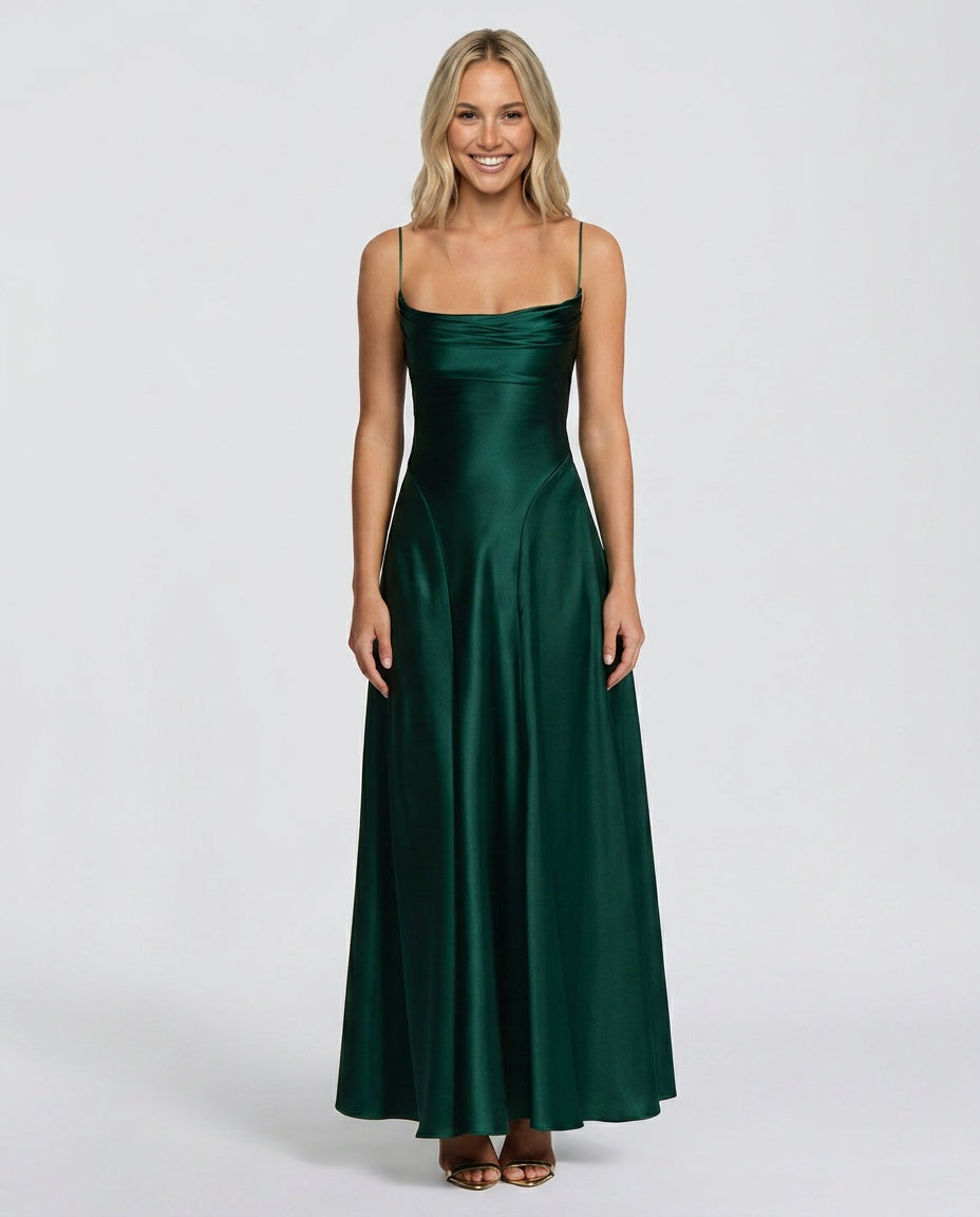 Adelina | Ruched Spaghetti Strap Maxi Dress