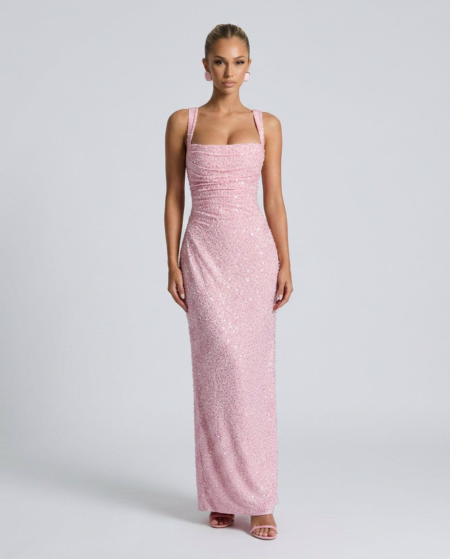 Paige | Sequin Tie-Up Sleeveless Maxi Dress