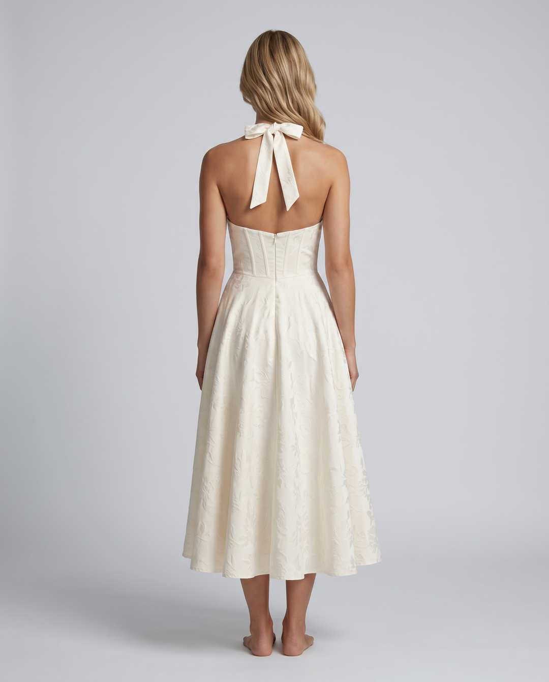 Kate | Midi Dress with Halter Neck and Corset Bodice