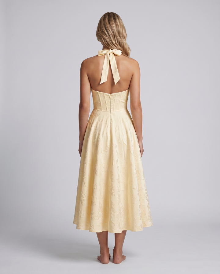 Kate | Midi Dress with Halter Neck and Corset Bodice
