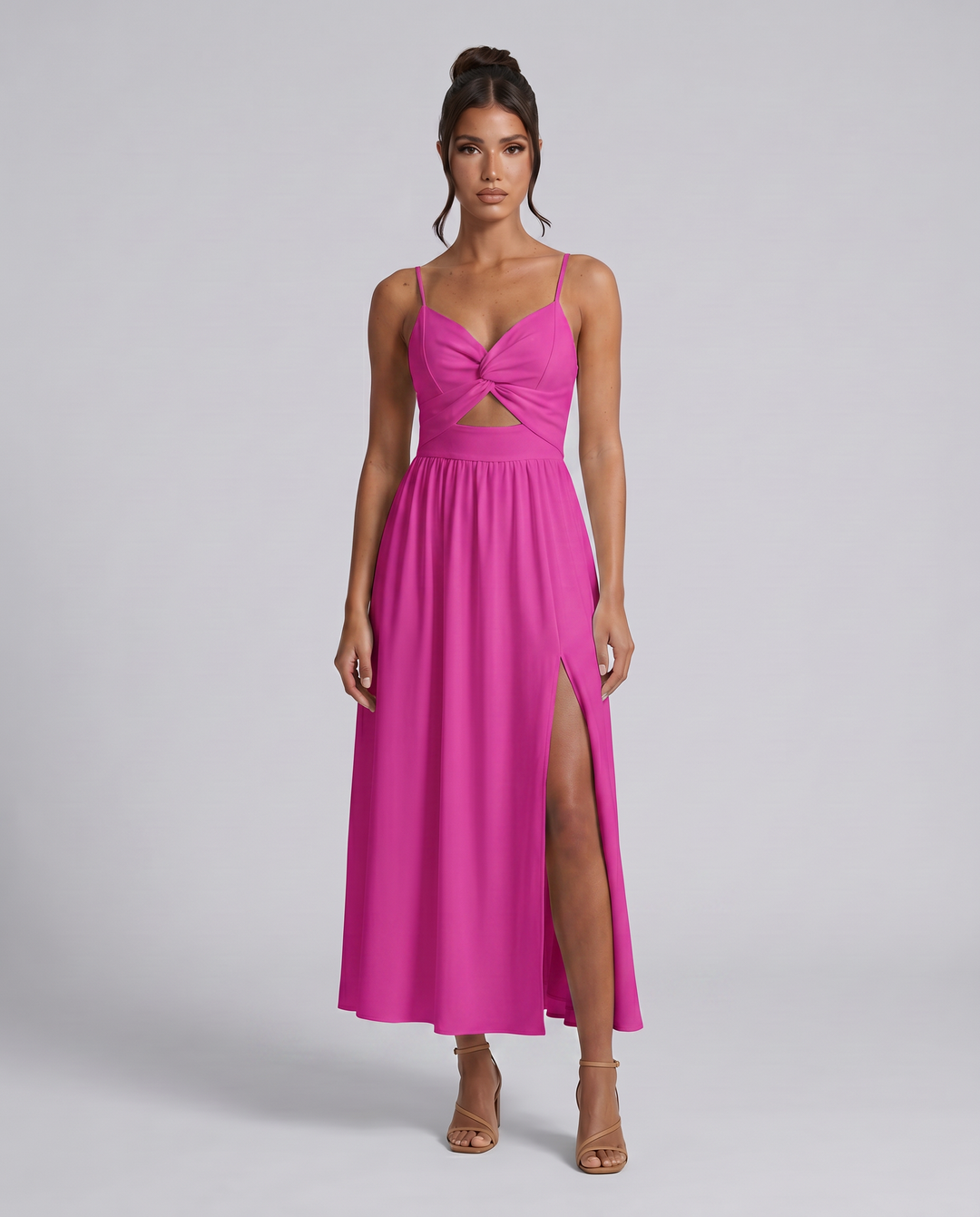 Shauna | Midi Dress with Twist Front and Side Slit
