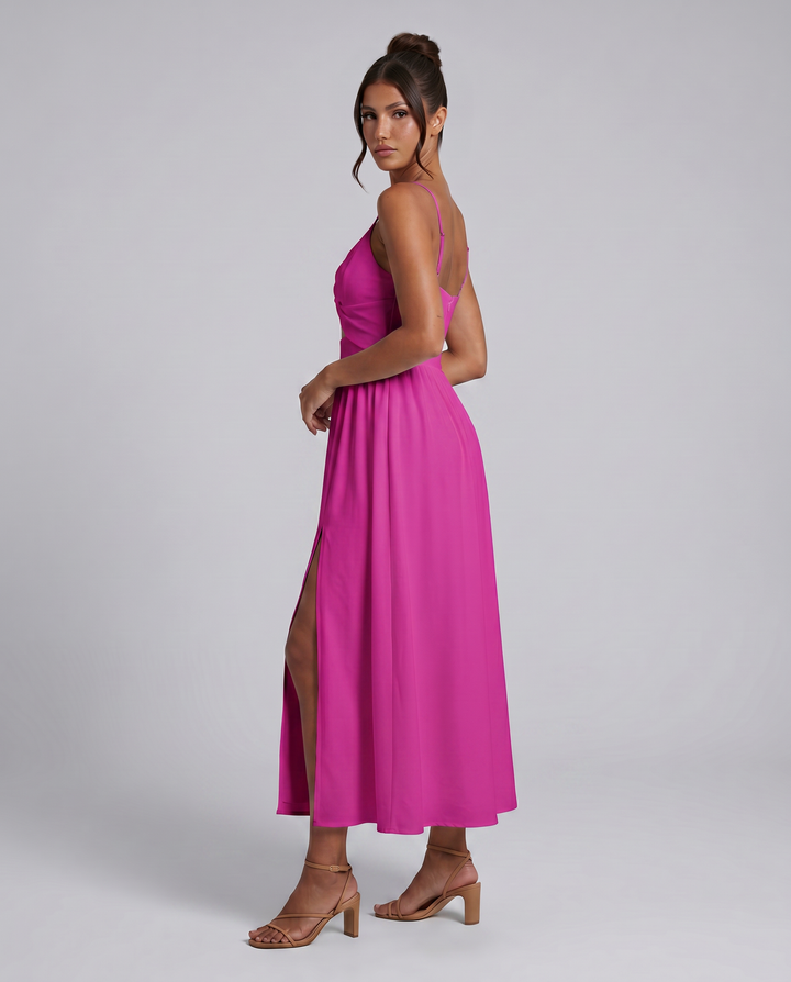 Shauna | Midi Dress with Twist Front and Side Slit