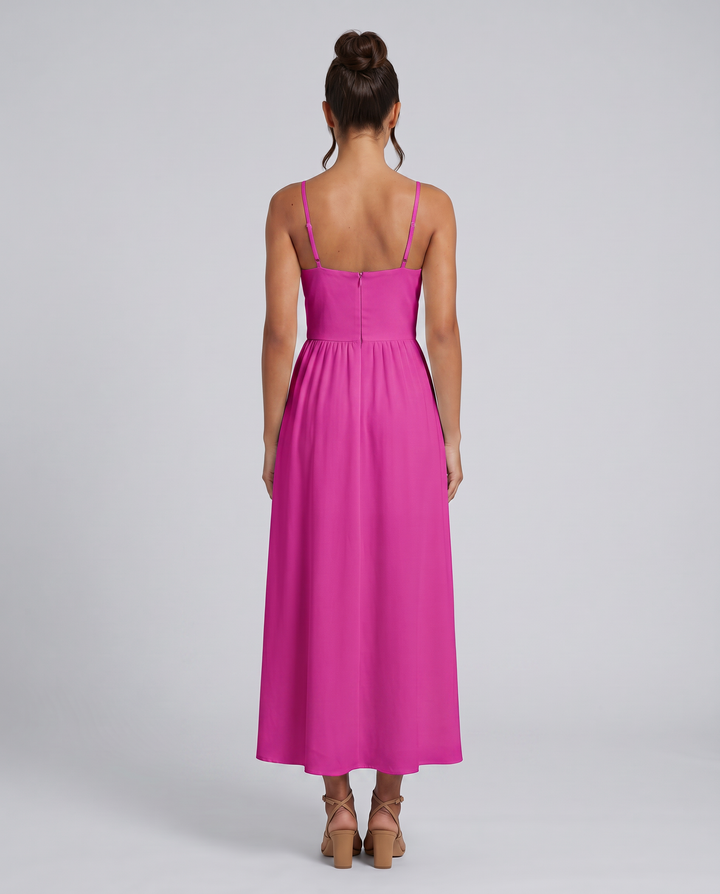 Shauna | Midi Dress with Twist Front and Side Slit