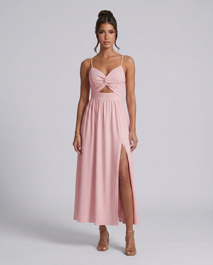 Shauna | Midi Dress with Twist Front and Side Slit