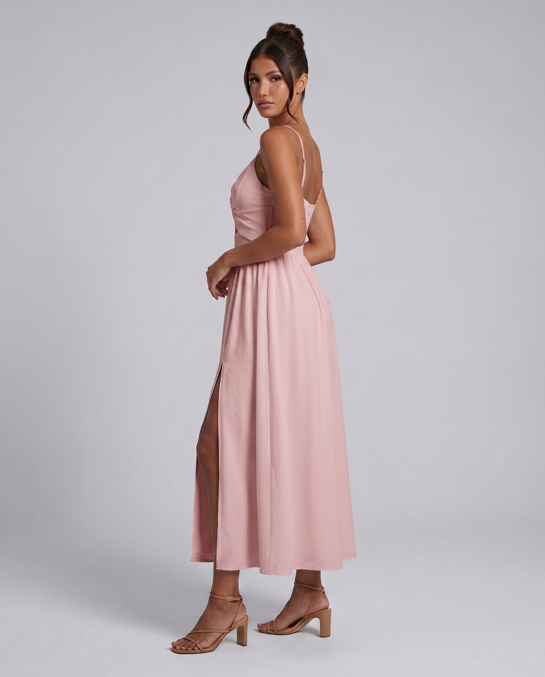 Shauna | Midi Dress with Twist Front and Side Slit