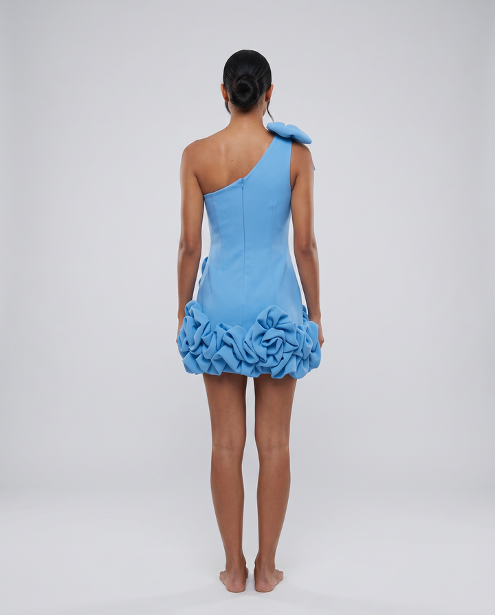 Laurel | Mini Dress with One-Shoulder and Rosette Hem