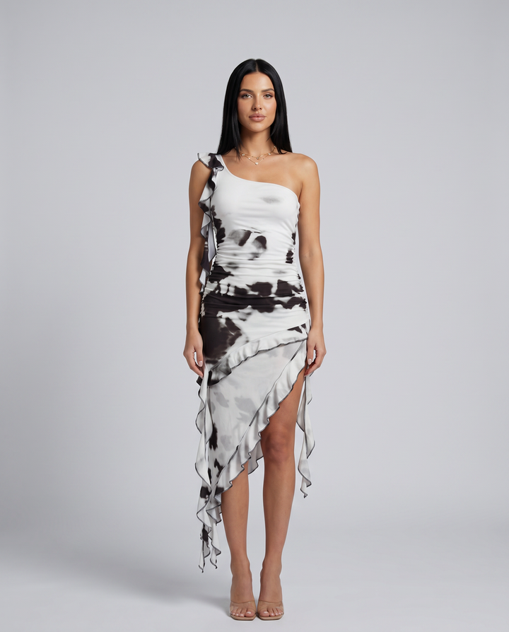 Maxine | One-Shoulder Bodycon Dress with Ruffle Detail