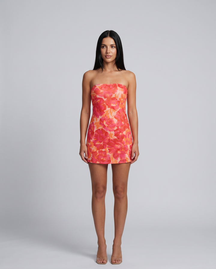 Tommie | Strapless Mini Dress with Floral Print