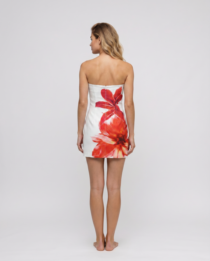 Sheena | Strapless Mini Dress with Floral Print