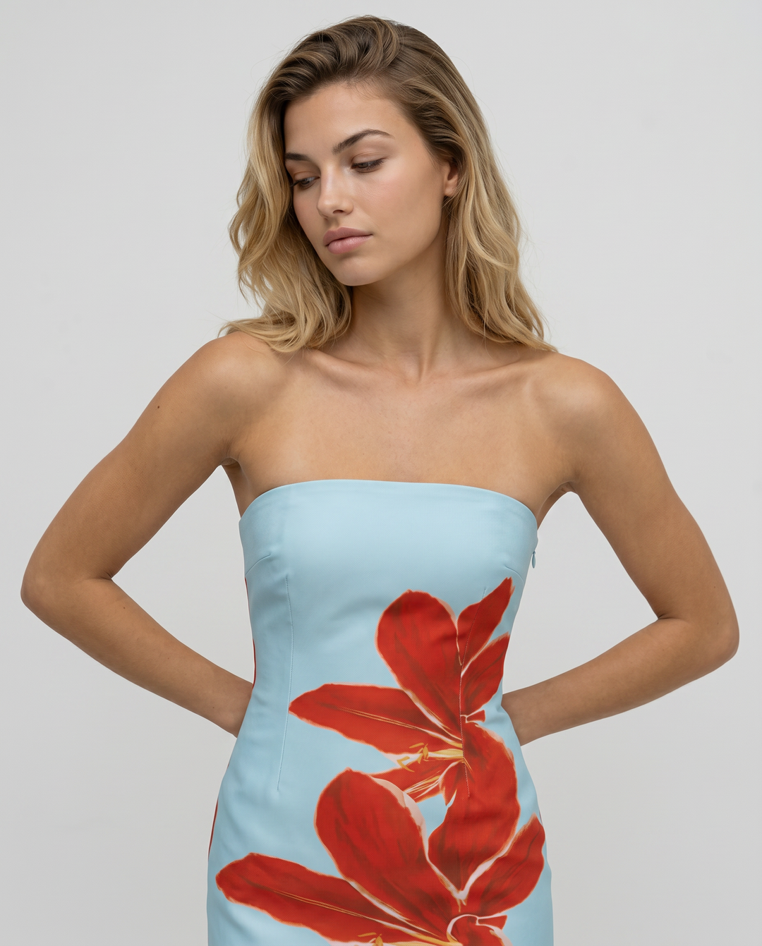 Sheena | Strapless Mini Dress with Floral Print