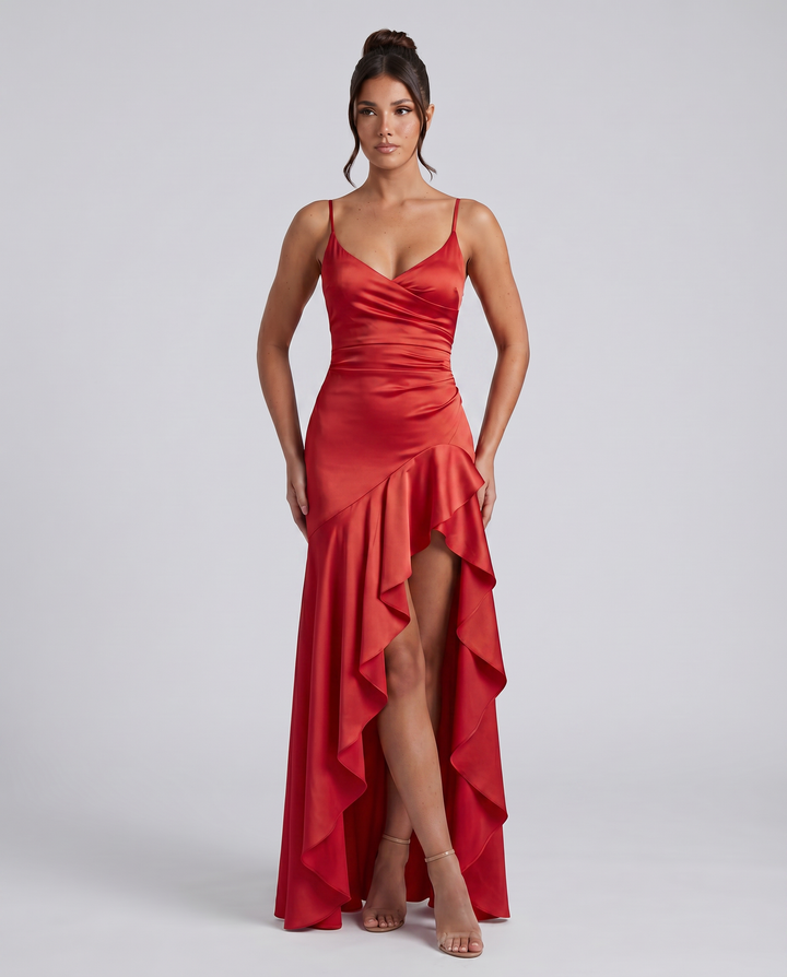Chiara | Maxi Dress with Cowl Neck and Ruffle Hem