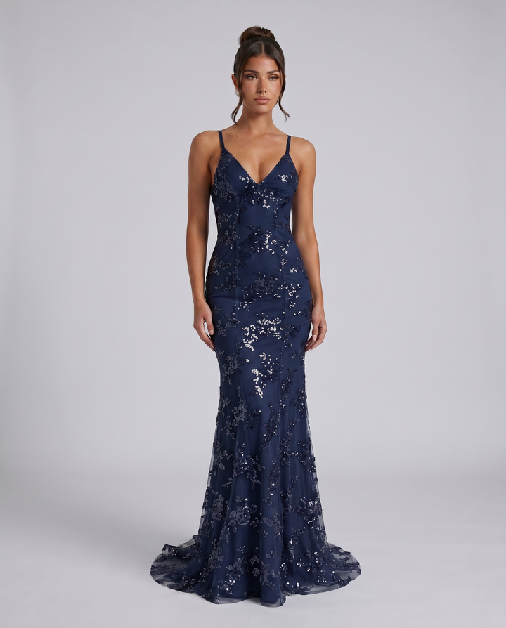 Rita | Maxi Dress with Deep V-Neck and Embellished Detail