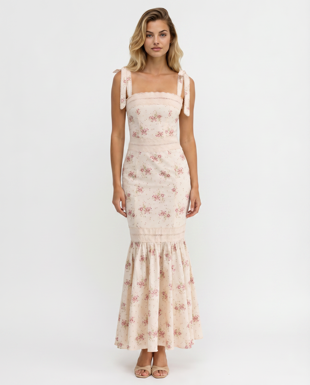 Shirley | Maxi Dress with Floral Print and Lace Trim