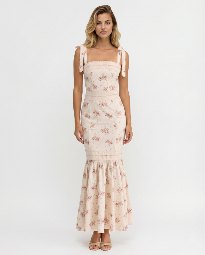 Shirley | Maxi Dress with Floral Print and Lace Trim