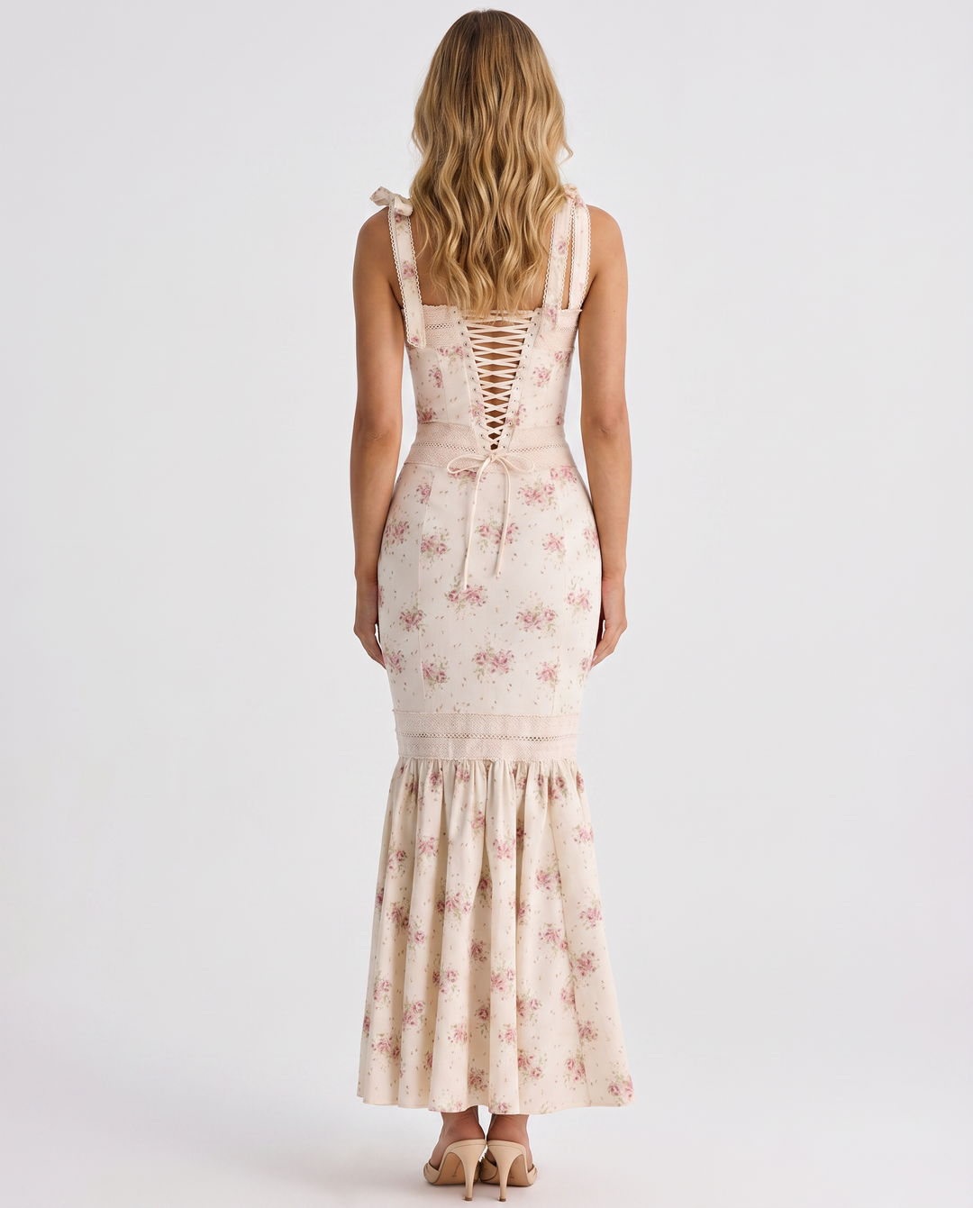 Shirley | Maxi Dress with Floral Print and Lace Trim