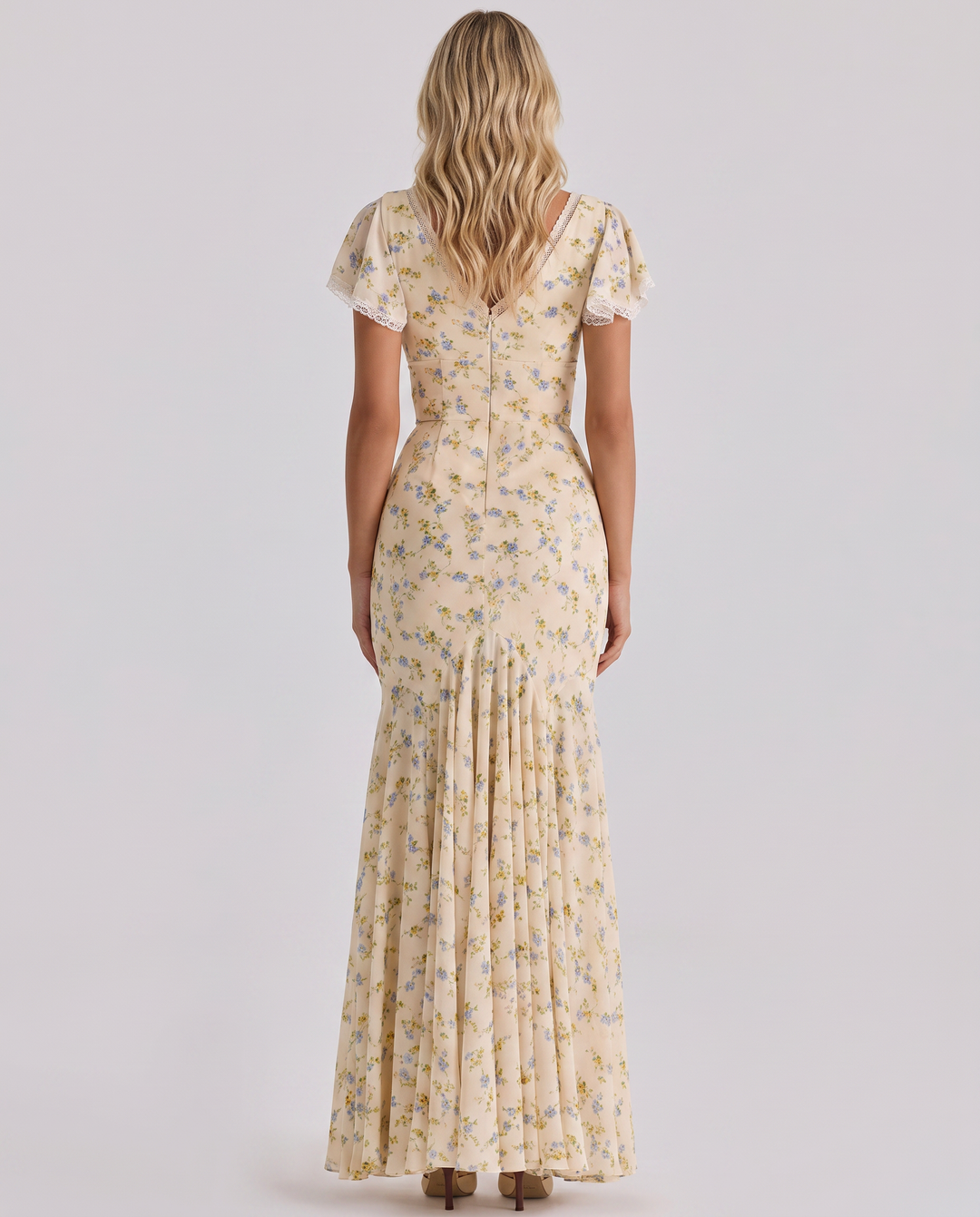 Nicole | Maxi Dress with Floral Print and Lace Trim