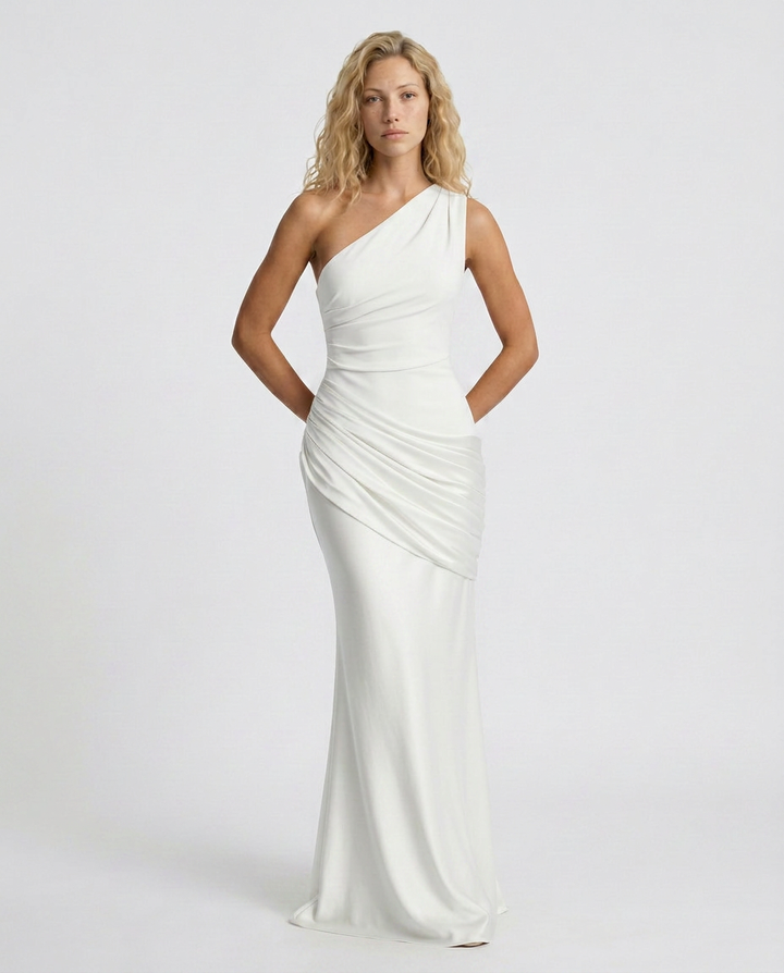 Luisa | Maxi Dress with One-Shoulder Draped Design