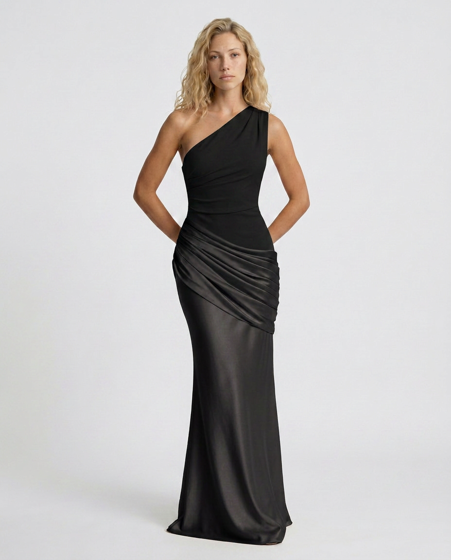 Luisa | Maxi Dress with One-Shoulder Draped Design
