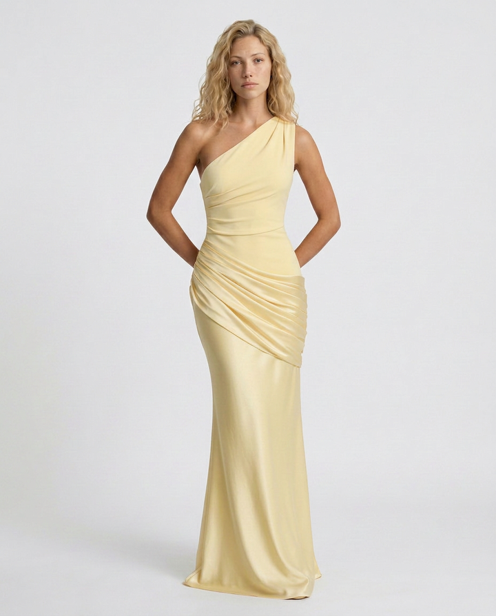 Luisa | Maxi Dress with One-Shoulder Draped Design