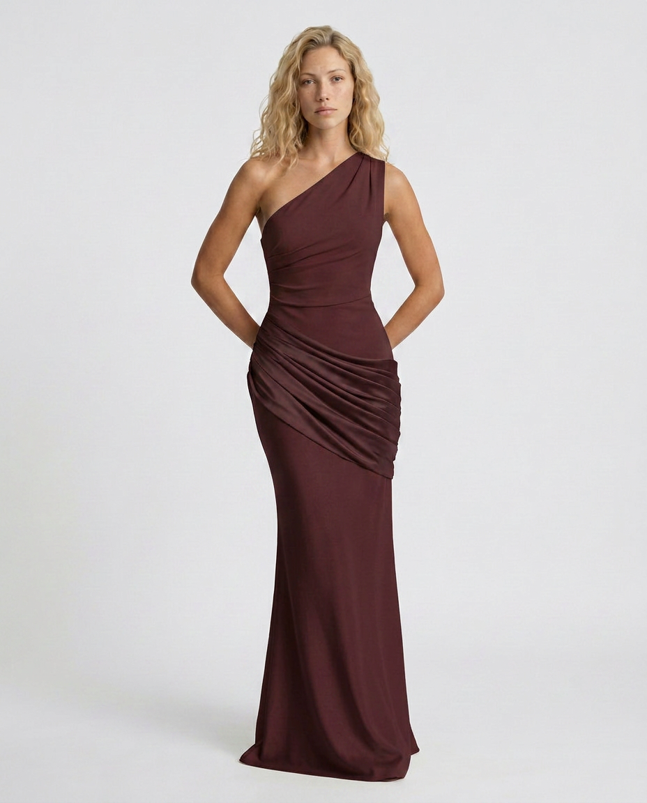 Luisa | Maxi Dress with One-Shoulder Draped Design