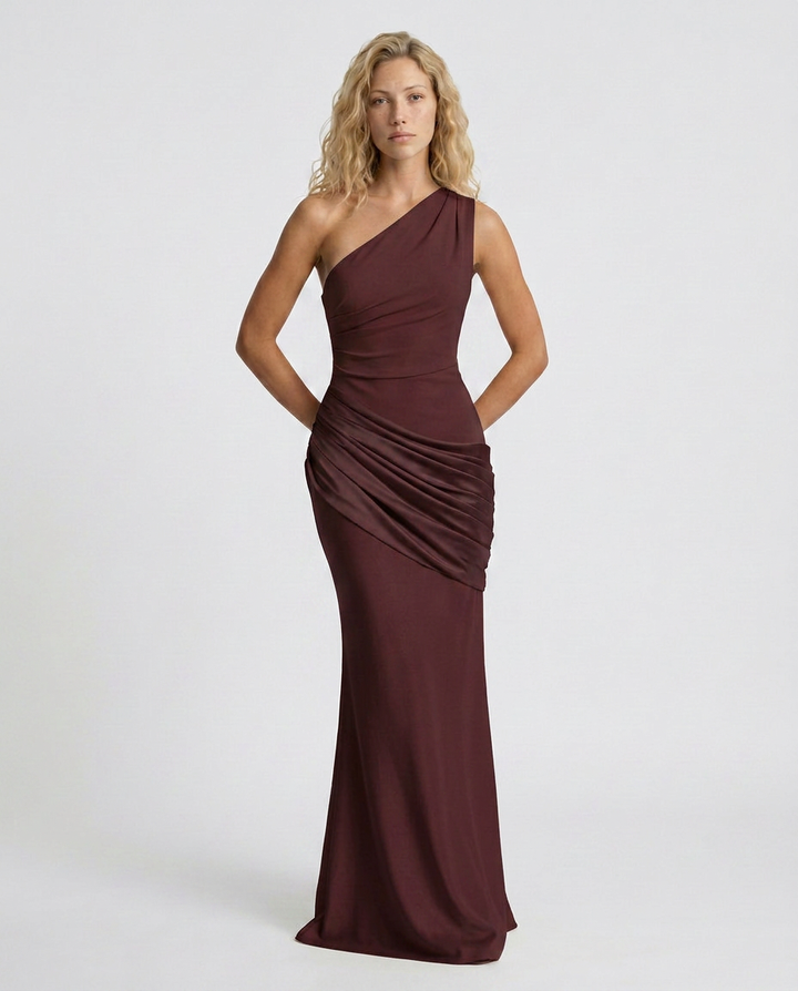 Luisa | Maxi Dress with One-Shoulder Draped Design