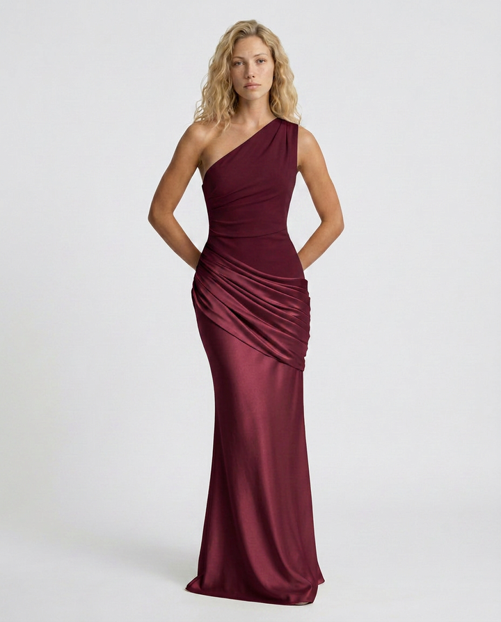 Luisa | Maxi Dress with One-Shoulder Draped Design