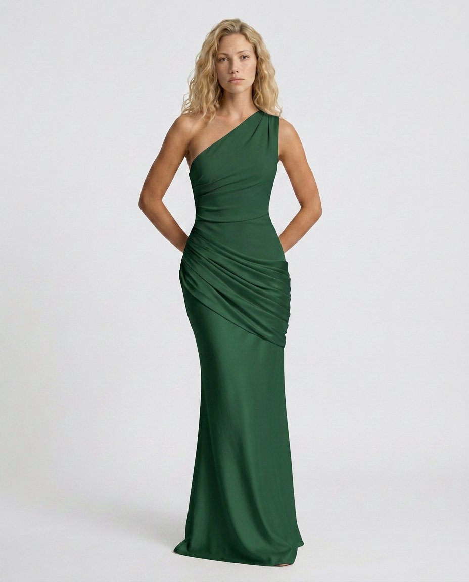 Luisa | Maxi Dress with One-Shoulder Draped Design