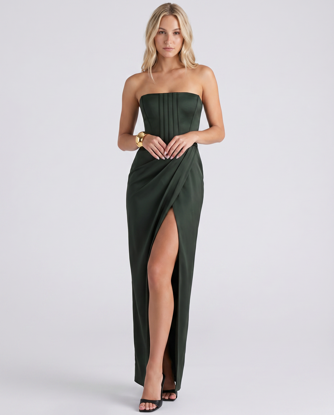 Erin | Strapless Maxi Dress with Corset Bodice