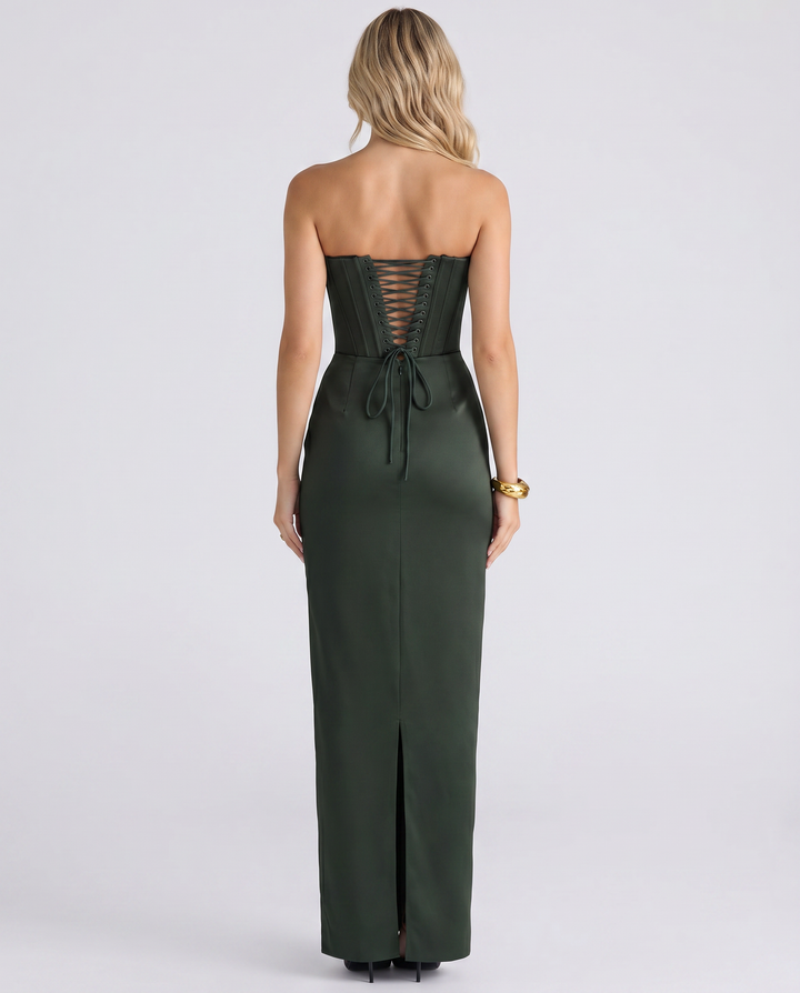 Erin | Strapless Maxi Dress with Corset Bodice
