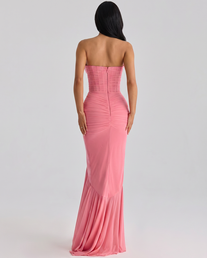 Shelby | Maxi Dress with Halter Neck and Waterfall Ruffle