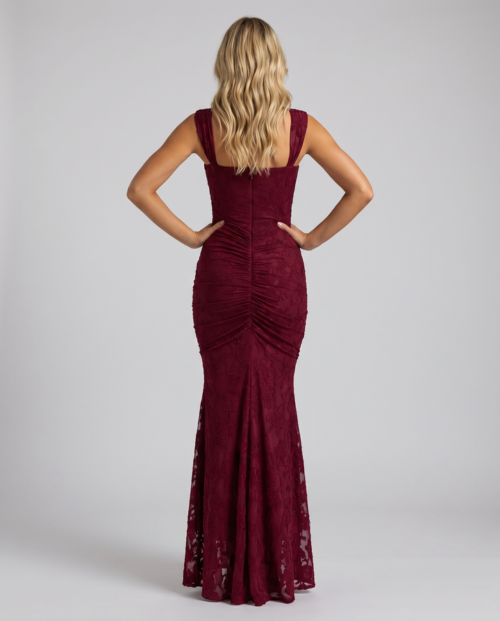 Marissa | Maxi Dress with Floral Lace Corset and Ruched Skirt