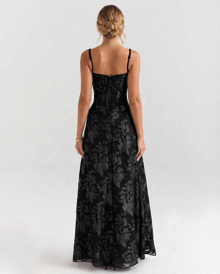 Becky | Maxi Dress with Corset Bodice and Lurex Finish