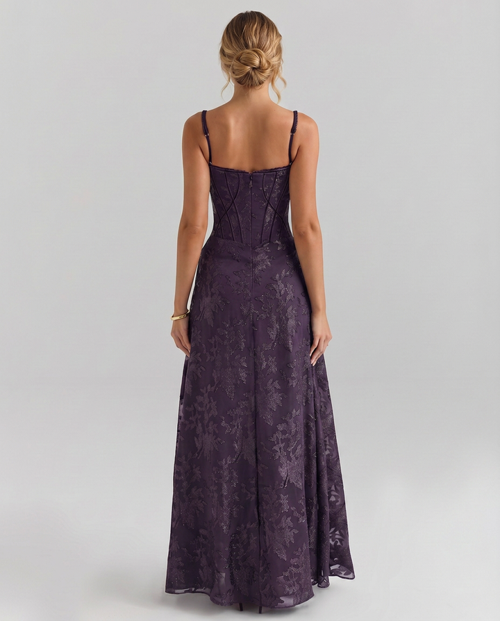Becky | Maxi Dress with Corset Bodice and Lurex Finish