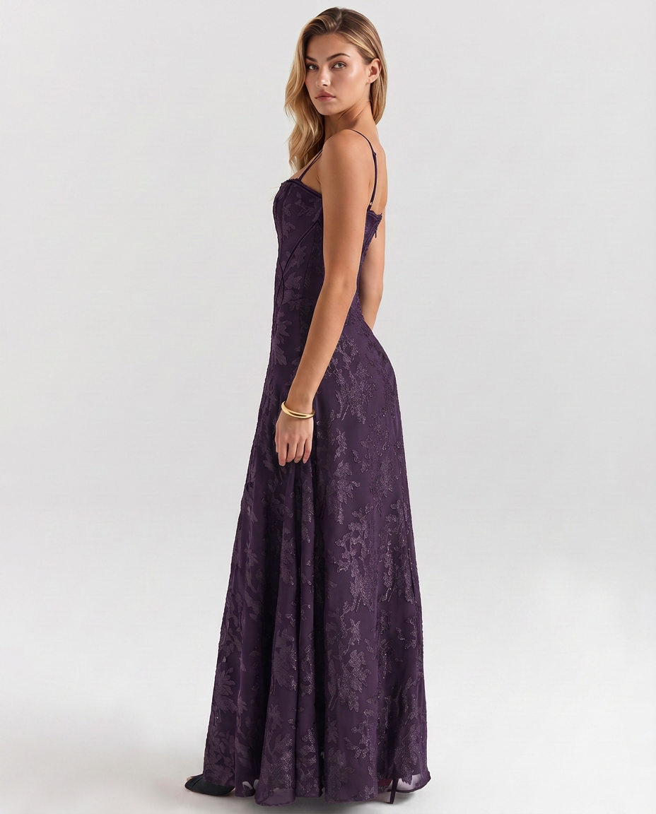 Becky | Maxi Dress with Corset Bodice and Lurex Finish