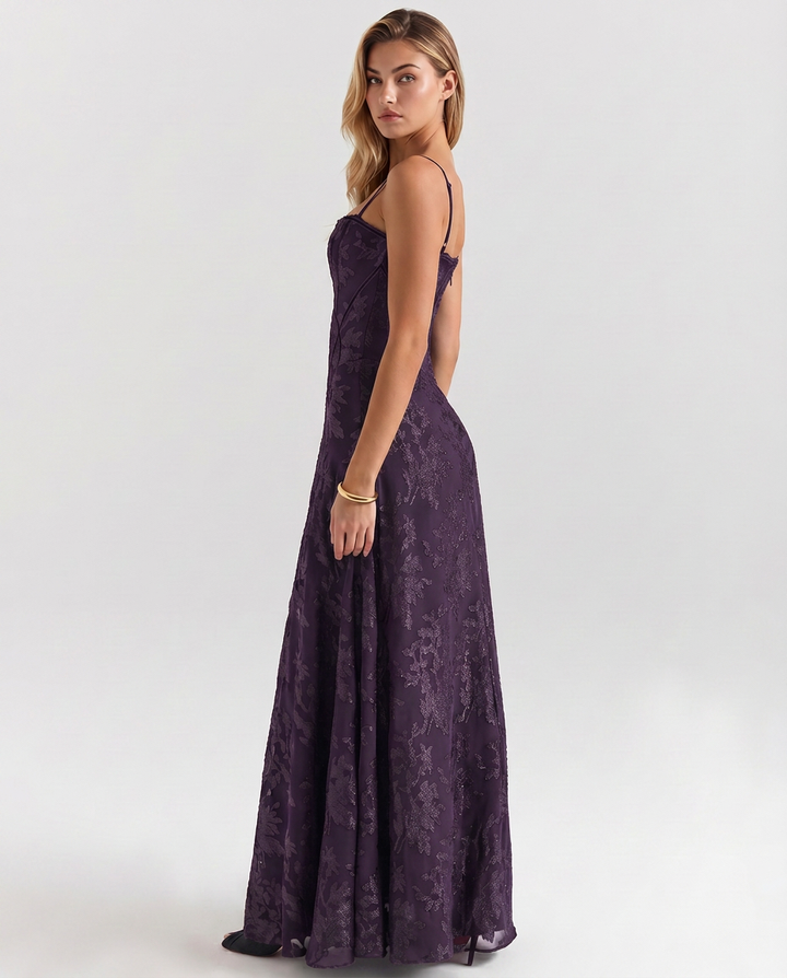 Becky | Maxi Dress with Corset Bodice and Lurex Finish