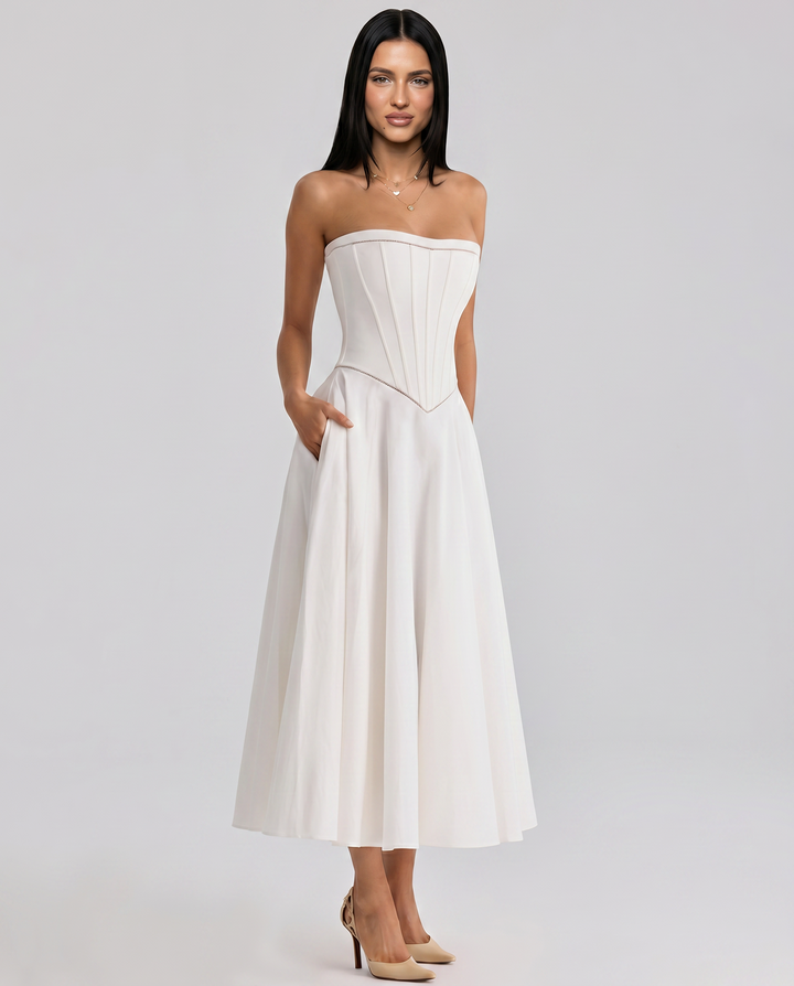 Deanne | Strapless Maxi Dress with Corset Bodice