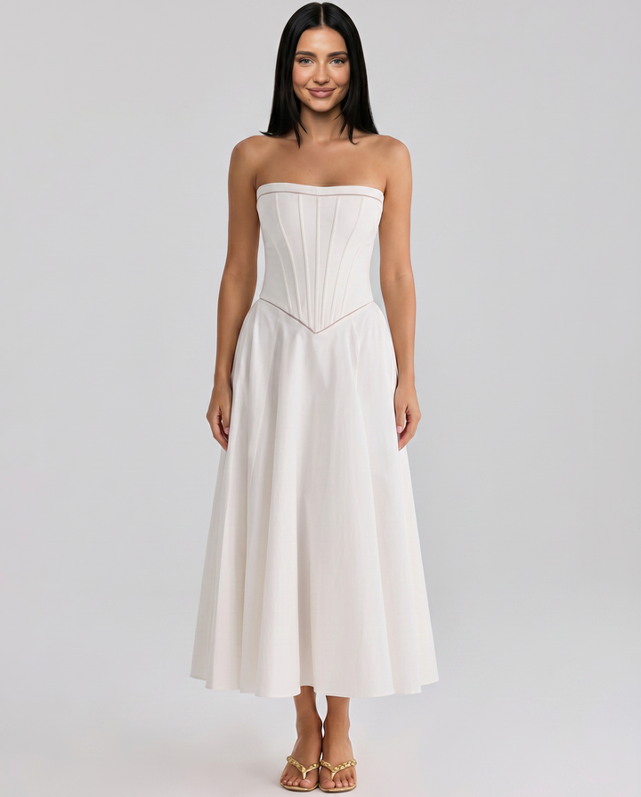 Deanne | Strapless Maxi Dress with Corset Bodice