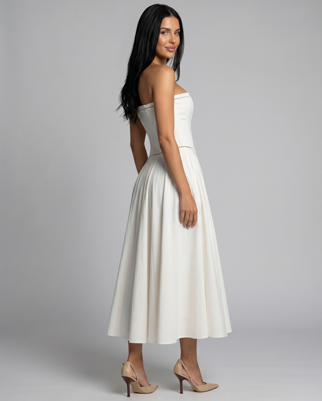Deanne | Strapless Maxi Dress with Corset Bodice