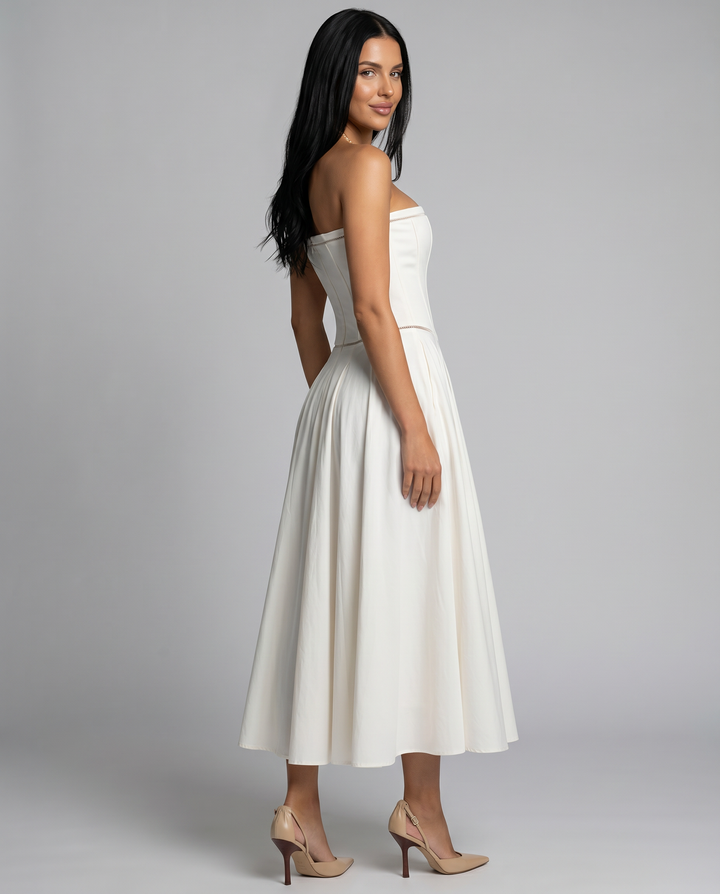 Deanne | Strapless Maxi Dress with Corset Bodice