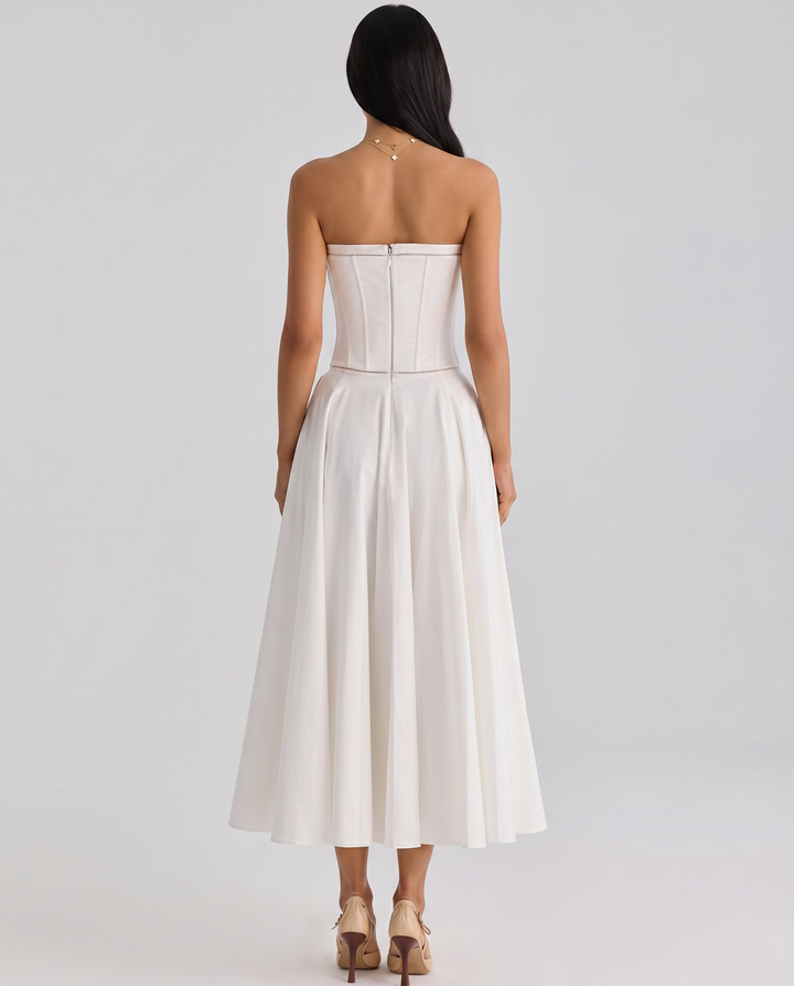 Deanne | Strapless Maxi Dress with Corset Bodice