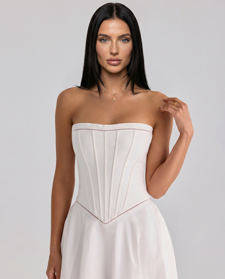 Deanne | Strapless Maxi Dress with Corset Bodice