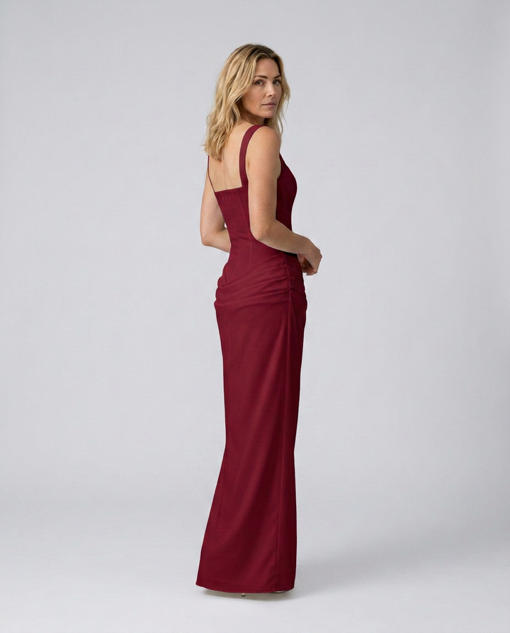 Odette | Maxi Dress with Structured Bodice and Draped Skirt