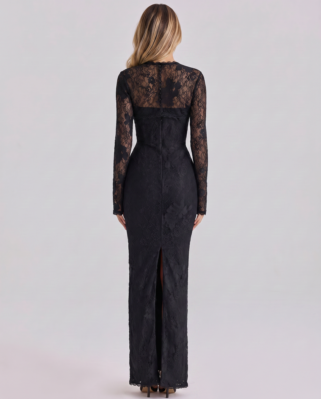 Marla | Maxi Dress with Lace Overlay and Long Sleeves