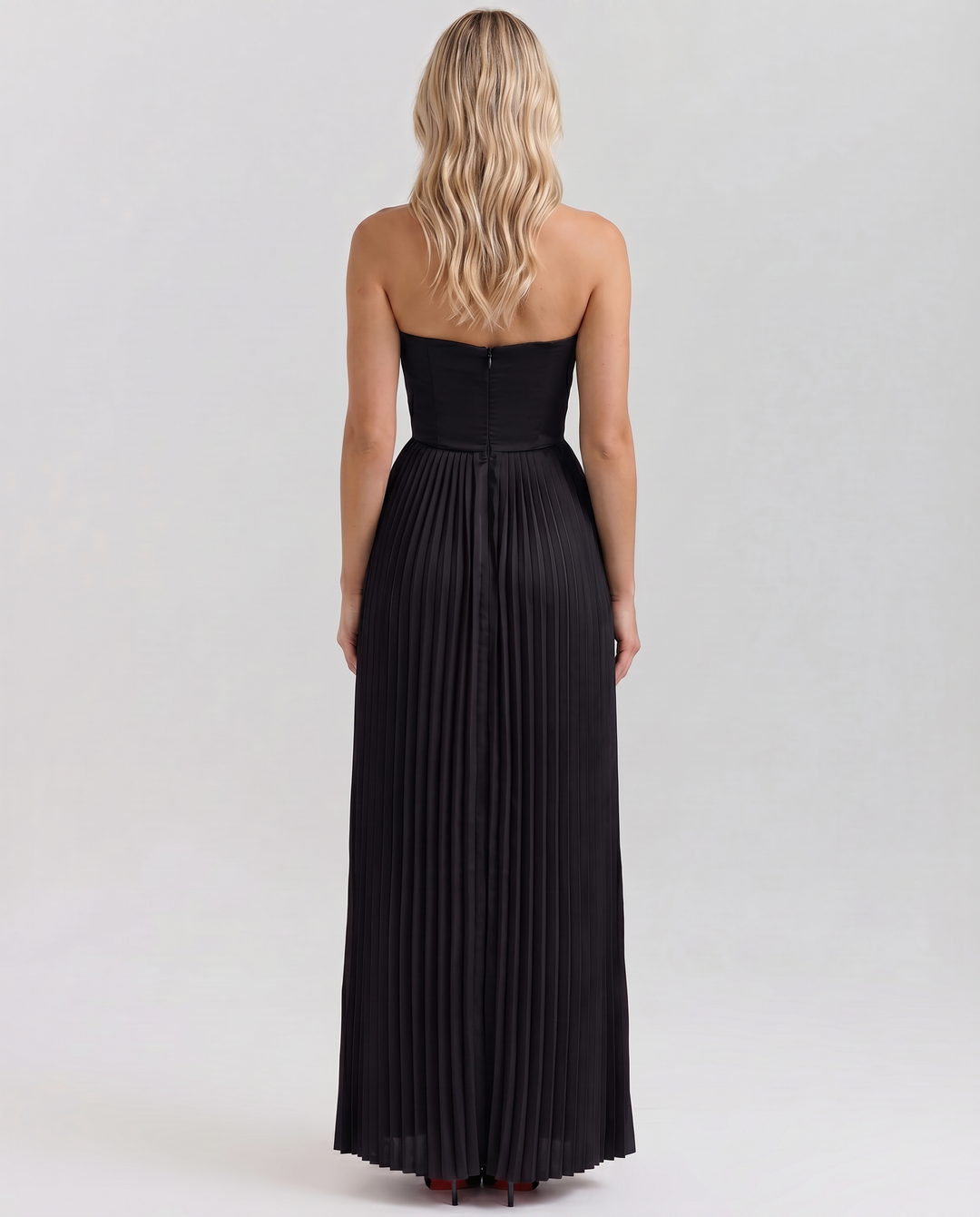 Lennox | Pleated Maxi Dress with Structured Bodice
