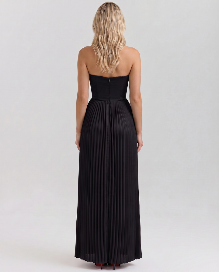 Lennox | Pleated Maxi Dress with Structured Bodice
