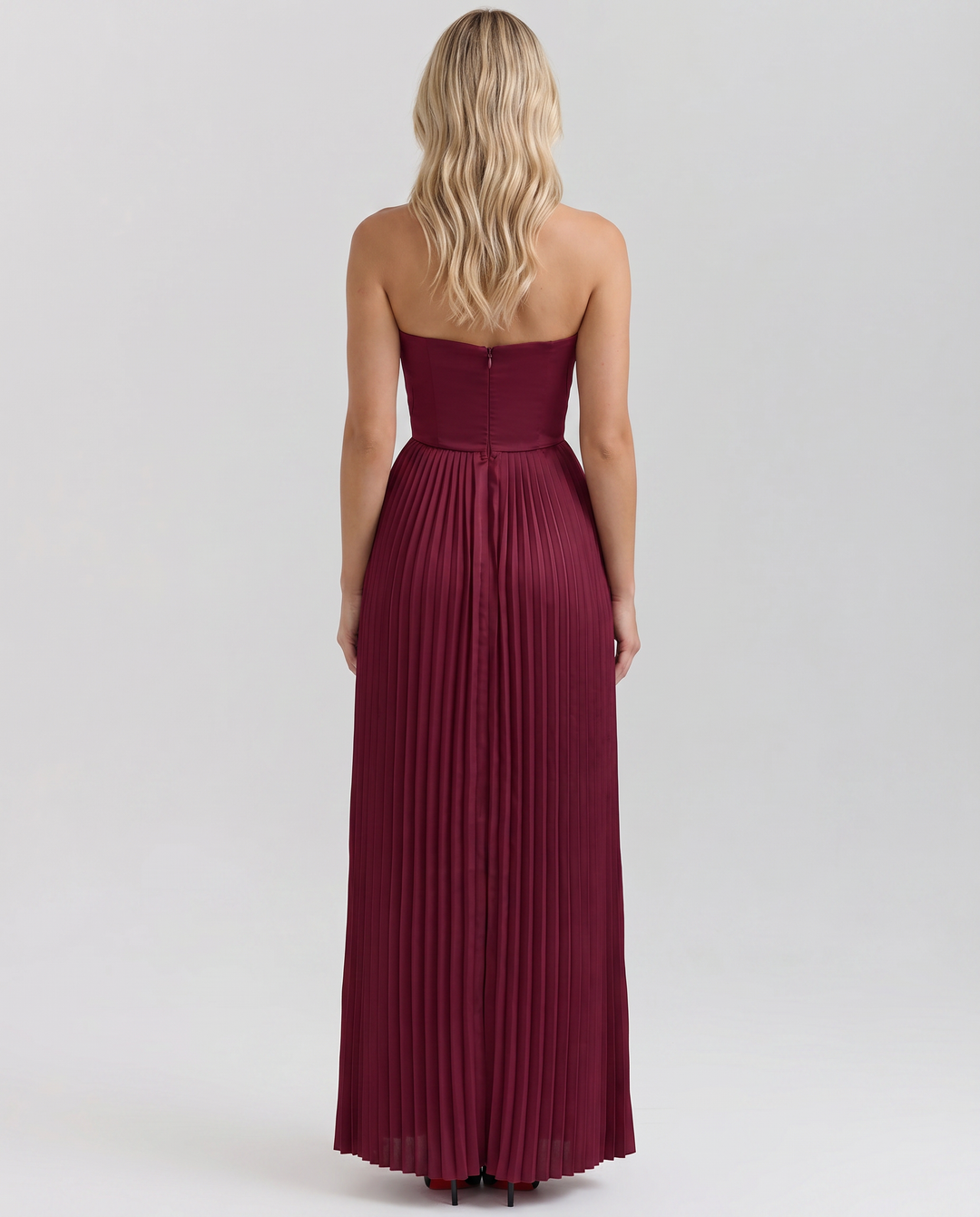 Lennox | Pleated Maxi Dress with Structured Bodice