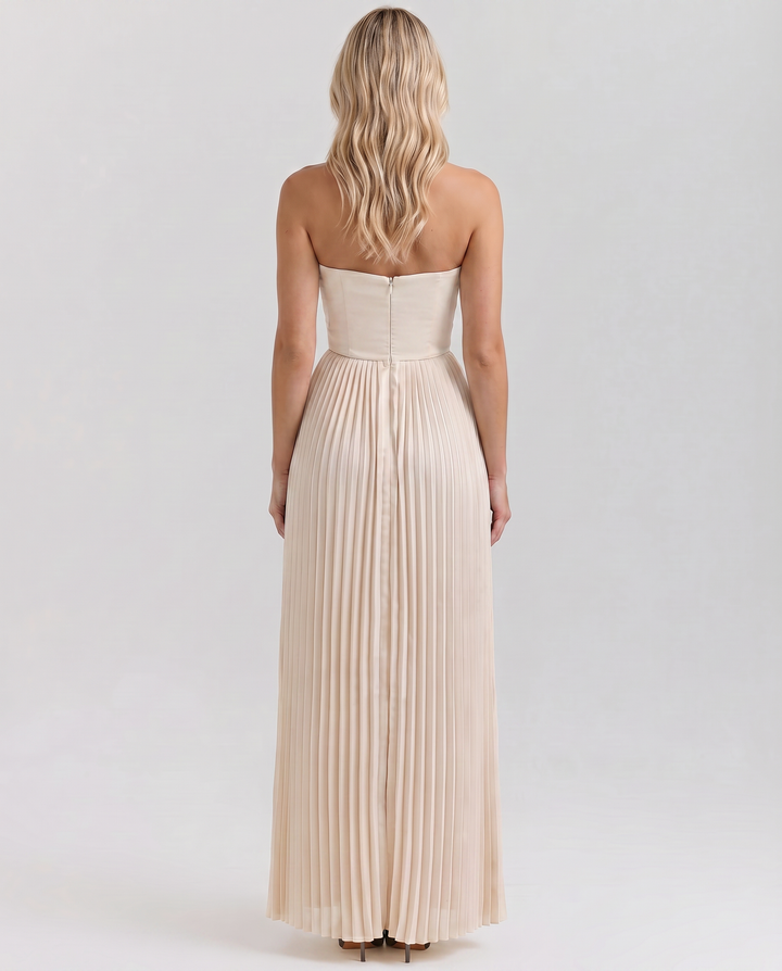 Lennox | Pleated Maxi Dress with Structured Bodice